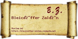 Bleicöffer Zalán névjegykártya